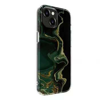 Evelatus Apple iPhone 15 PC marmuro tamsiai žalias dėklas