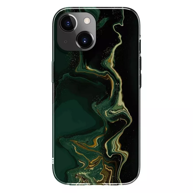 Evelatus Apple iPhone 15 PC marmuro tamsiai žalias dėklas