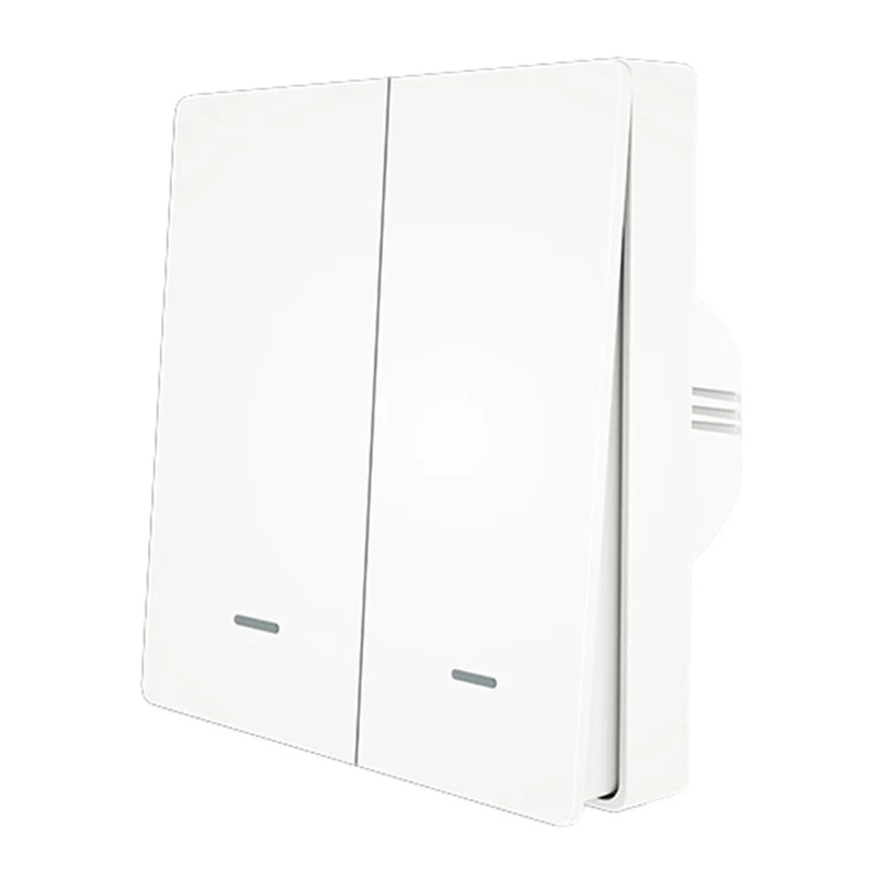 MOES ZS-B-EU2 ZigBee 2 kanalų šviesos jungiklis, nereikia nulinio laido, baltas