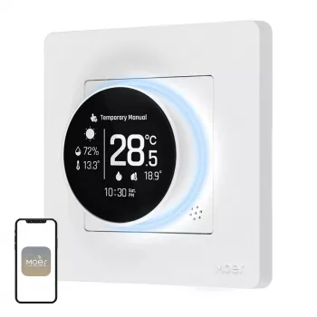 MOES ZHT-SR-GB-WH-MS ZigBee išmanusis termostatas elektriniam šildymui, baltas