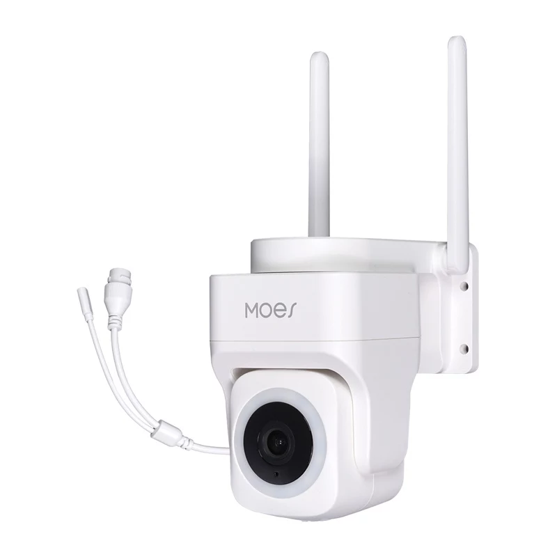 MOES WCM-B66 3MP lauko Wi-Fi IP kamera su AI žmogaus aptikimu, visų spalvų naktiniu matymu, pan/tilt, dvipusiu garsu, IP66 atspari oro sąlygoms