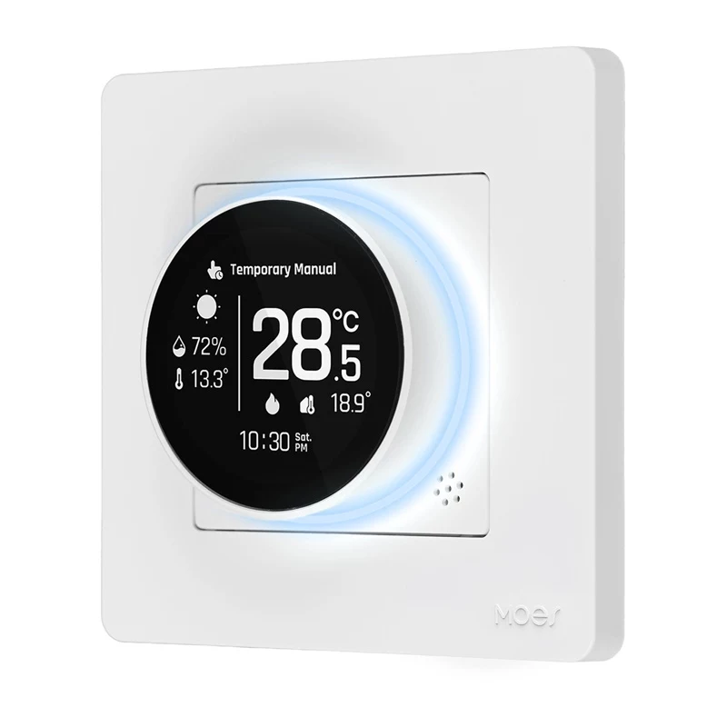MOES ZHT-SR-GC ZigBee išmanusis termostatas katilui/dujiniam šildymui, baltas