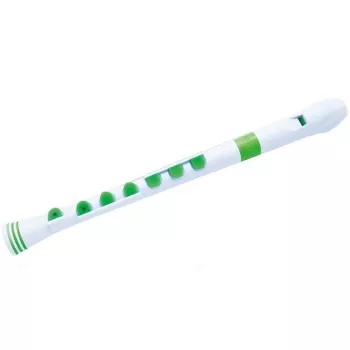 NUVO Recorder+ balta-žalia soprano fleita, vokiška pirštų sistema, C tonacija, ABS plastikas, su dėklu, valymo lazdele ir pirštų schema