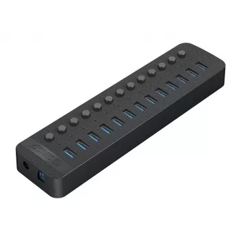 ORICO CT2U3-13AB-EU-BK-BP 13 prievadų USB 3.0 šakotuvas su 60W maitinimo adapteriu, juodas