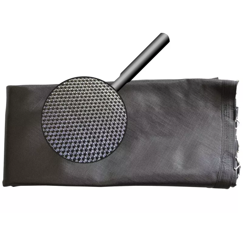 LEAN SPORT 6806 pakaitinis batuto kilimėlis 12 pėdų, 72 V formos žiedai, UV atsparus PP tinklelis, juodas