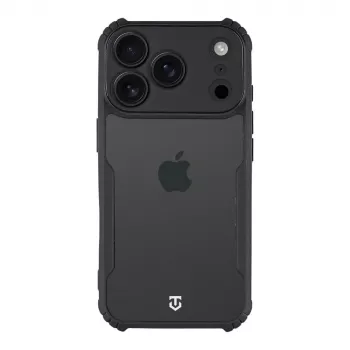 Taktinis nugarėlės dangtelis Quantum Stealth iPhone 18 Pro permatomas/juodas