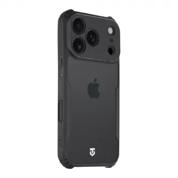 Taktinis nugarėlės dangtelis Quantum Stealth iPhone 18 Pro permatomas/juodas