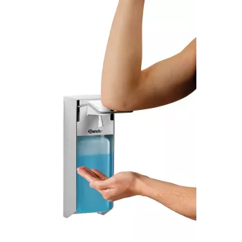 Bartscher dezinfekcijos priemonės dozatorius PS 0.9L-W 850019 sidabrinis/baltas plastikinis 0,9 l sieninis rankinis