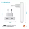 Fixed Slim 2xUSB-C kelioninis įkroviklis 65W GaN PD baltas