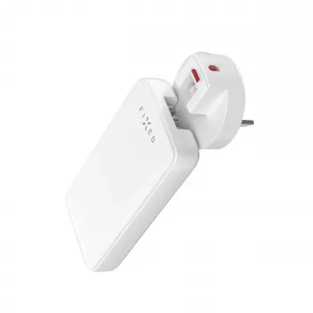 Fixed Slim Traveller 2xUSB-C kelioninis įkroviklis su pasaulio adapteriais, GaN, 45W - baltas
