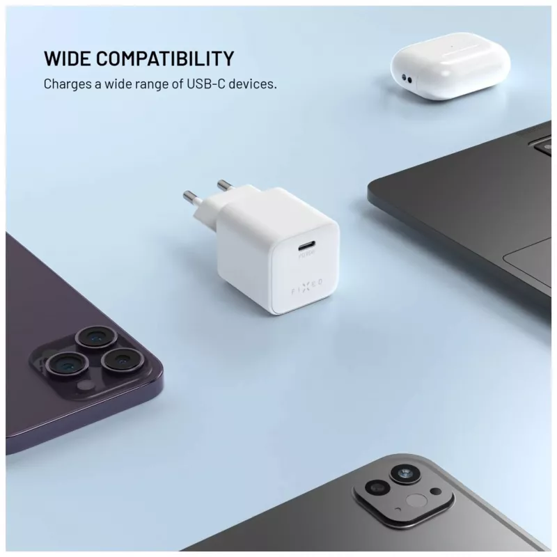 Fiksuotas mini GaN maitinimo adapteris su USB-C išvestimi ir PD palaikymu, 65W