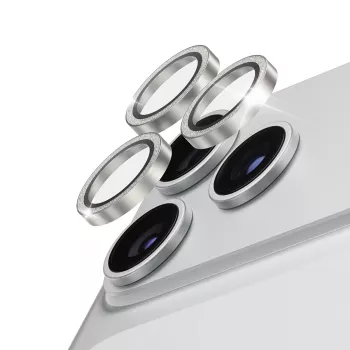 PanzerGlass Hoops keraminis objektyvo apsauginis stiklas su blizgučiais, sidabrinis, skirtas iPhone 18 Pro / 18 Pro Max