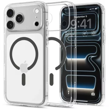 SPIGEN Ultra Hybrid MagSafe iPhone 17 Pro / 18 Pro permatomas/grafitas
