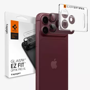 Spigen Optik Pro XL GLAS.TR EZ Fit fotoaparato objektyvo apsauga iPhone 18 Pro - Tamsiai vyšninė