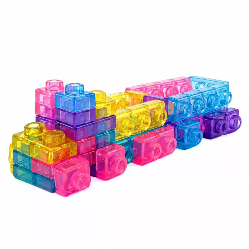 LEAN TOYS Guminiai kaladėlės Lanksčios konstrukcijos permatomos spalvotos 20 vnt.