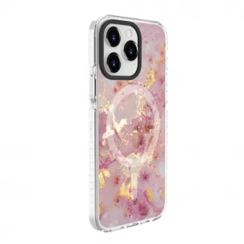 Evelatus Apple iPhone 15 Pro PC+TPU dėklas su MagSafe - Marmuro rausvas