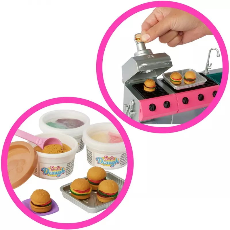 Barbie Dreamhouse Adventures lėlių kemperio žaidimų rinkinys, transformuojamas į 7 zonų kemperį, 60+ priedų, rožinės spalvos