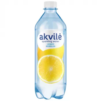 AKVILĖ Citrinų skonio gazuotas stalo vanduo, 0,6 L PET, 12 vnt. paketas