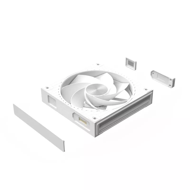 Zalman ZM-DF120R baltas 120 mm atvirkštinių menčių ventilatorius su grandinine PWM ir ARGB