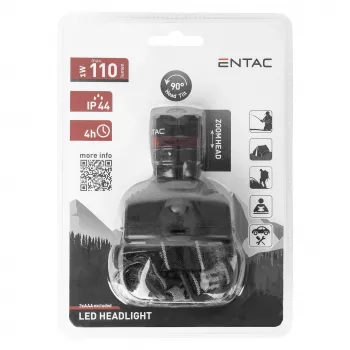 ENTAC EHL-ZOOM-1W-PL Zoom 1W LED priekinė lempa, juoda