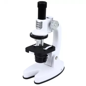 LEAN TOYS Mikroskopas Švietimo Rinkinys Vaikams Zoom 1200x Priedai Baltas