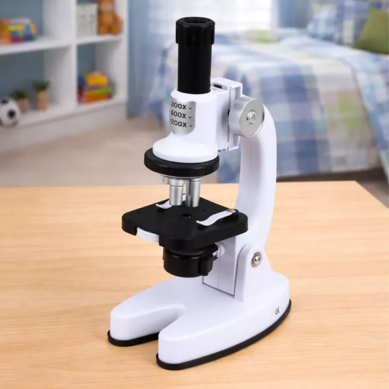 LEAN TOYS Mikroskopas Švietimo Rinkinys Vaikams Zoom 1200x Priedai Baltas