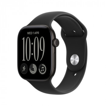 Apple Watch Series 12 GPS 42 mm juodas aliuminio korpusas su juoda sportine apyranke, S/M