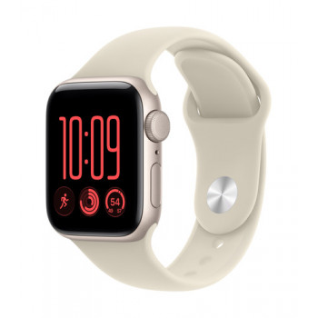 Apple Watch SE 3 GPS 40 mm Starlight aliuminio korpusas su smėlio spalvos sportine apyranke, M/L