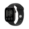 Apple Watch Series 12 GPS 46 mm juodas aliuminio korpusas su juoda sportine apyranke, S/M