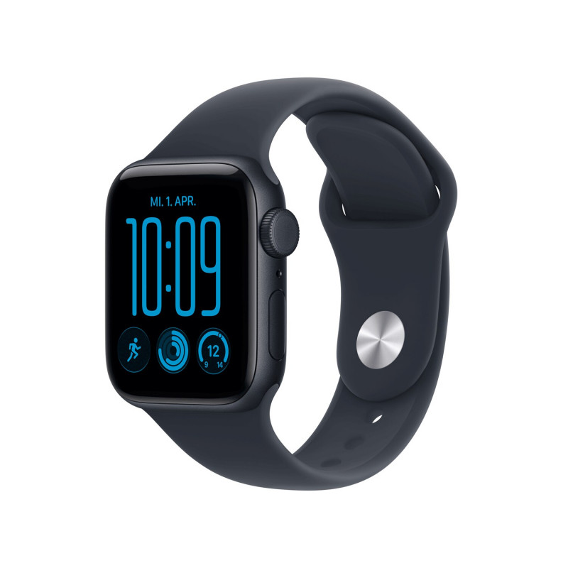 Apple Watch SE 3 GPS + Cellular 40mm vidurnakčio spalvos aliuminio korpusas su tamsiai mėlyna sportine apyranke - M/L
