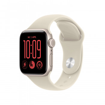 Apple Watch SE 3 GPS + Cellular 40 mm Starlight aliuminio korpusas su smėlio spalvos sportine apyranke, M/L