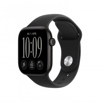 Apple Watch Series 12 GPS 42 mm juodas aliuminio korpusas su juoda sportine apyranke, M/L