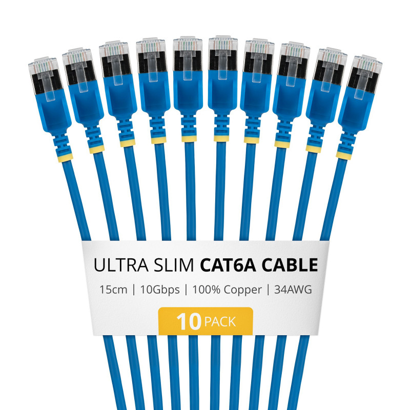 StarTech.com plonas Cat6a U/FTP tinklo kabelis RJ45, 0,15 m, mėlynas, 10 vnt. pakuotė