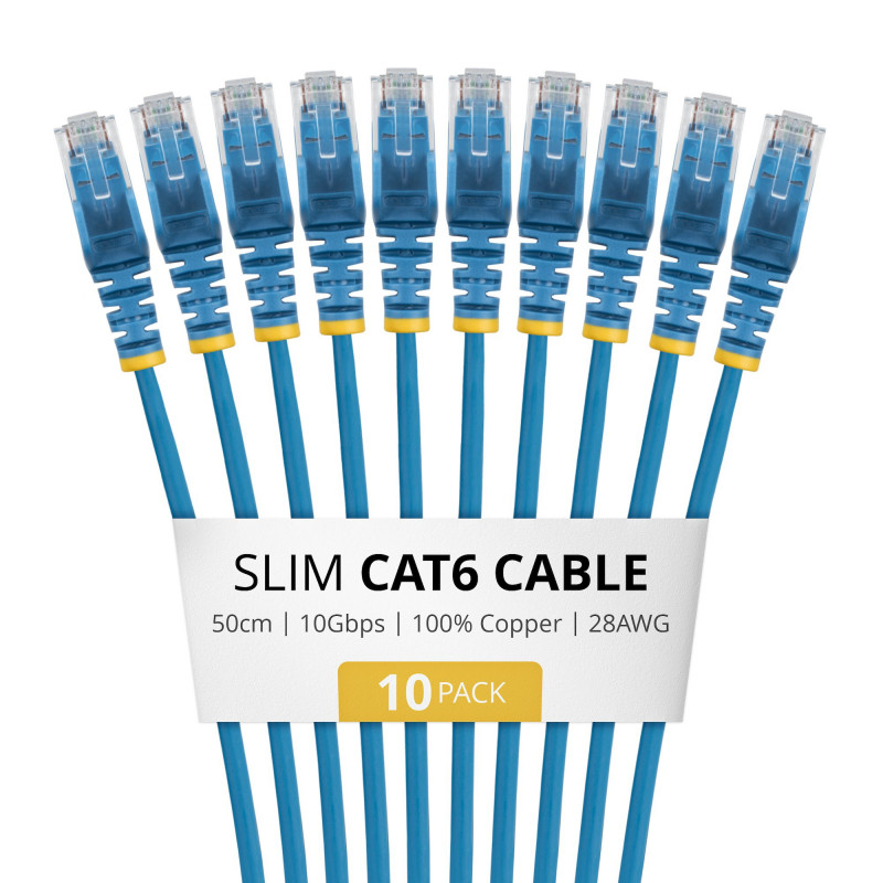 StarTech.com plonas Cat6 U/UTP tinklo kabelis RJ45, 0,5 m, mėlynas, LSZH, 10 vnt. rinkinys