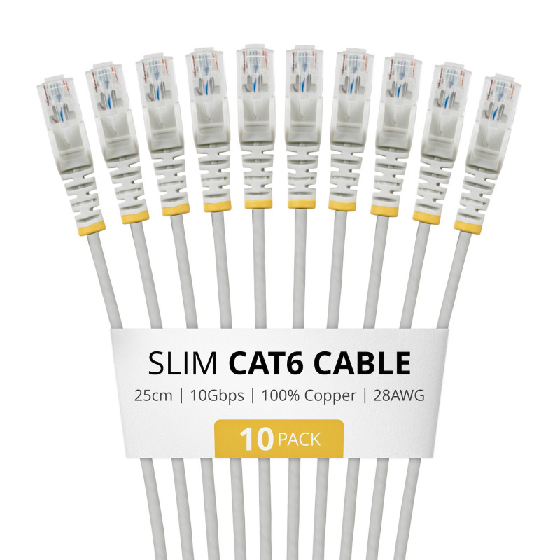 StarTech.com plonas Cat6 U/UTP tinklo kabelis RJ45, 0,25 m, pilkas, 10 vnt. rinkinys
