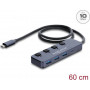 Delock USB 10 Gbps šakotuvas su 3 x USB Type-A ir 1 x USB Type-C™ prievadu su jungikliu (64384)