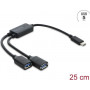 Delock 2 prievadų USB 5 Gbps Type-A kabelio šakotuvas su USB Type-C™ jungtimi, 25 cm (64373)