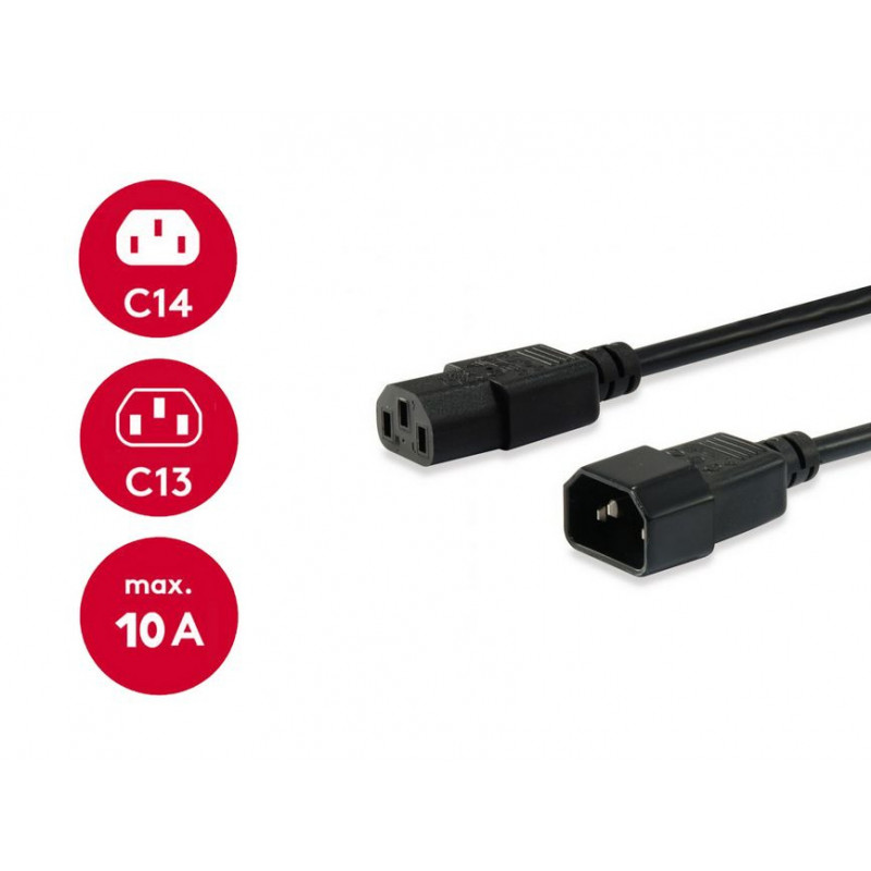 Equip maitinimo laidas IEC C13 į IEC C14, 1,5 m, juodas