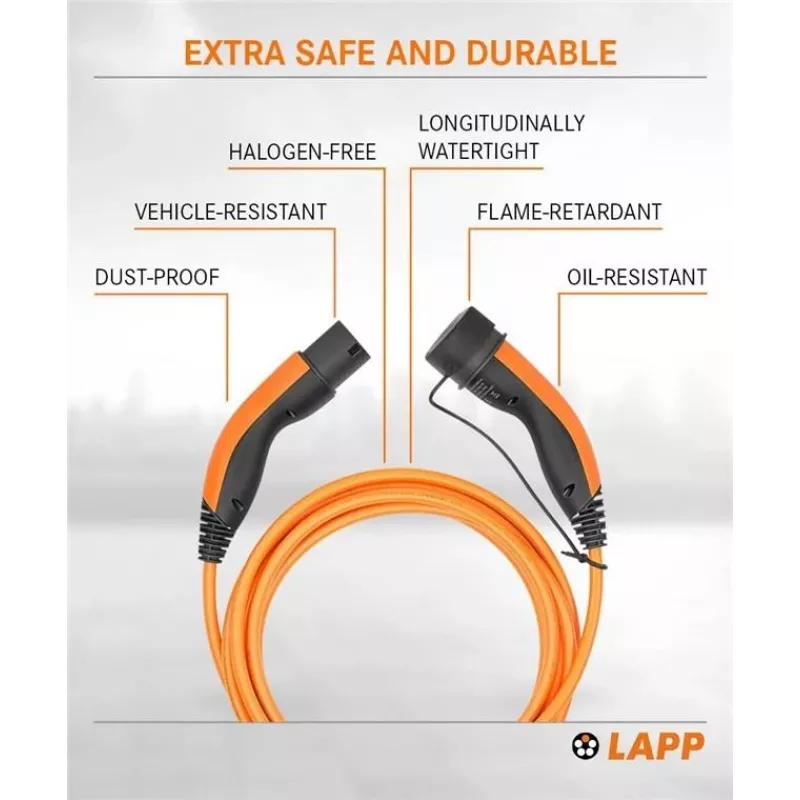 LAPP MOBILITY įkrovimo kabelis Type 2, iki 11 kW, 7 m, oranžinis (61790)