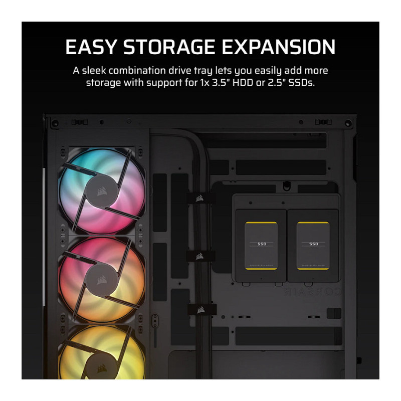 Corsair 2800X RS-R ARGB panoraminio stiklo Micro-ATX kompiuterio korpusas, juodas
