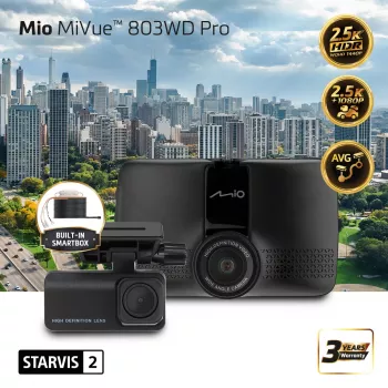 Mio MiVue 803WD Pro Dual HDR 2.5K GPS WIFI automobilio vaizdo registratorius su parkavimo rinkiniu