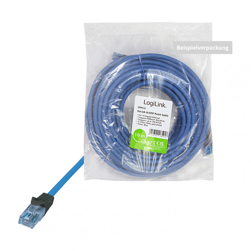 Logilink Cat6a U/UTP tinklo kabelis RJ45, 1 m, mėlynas, LSZH