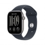 Apple Watch Series 12 GPS 46mm kosminės pilkos spalvos aliuminio korpusas su tamsiai mėlyna sportine apyranke - M/L