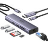 UGREEN 60515 7-in-1 USB-C daugiafunkcis adapteris, 4K HDMI, Gigabit Ethernet, 100 W PD, pilkas