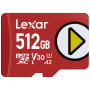 Lexar PLAY 512GB microSDXC UHS-I atminties kortelė, U3, V30, A2, iki 205 MB/s, su SD adapteriu