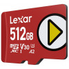 Lexar PLAY 512GB microSDXC UHS-I atminties kortelė, U3, V30, A2, iki 205 MB/s, su SD adapteriu