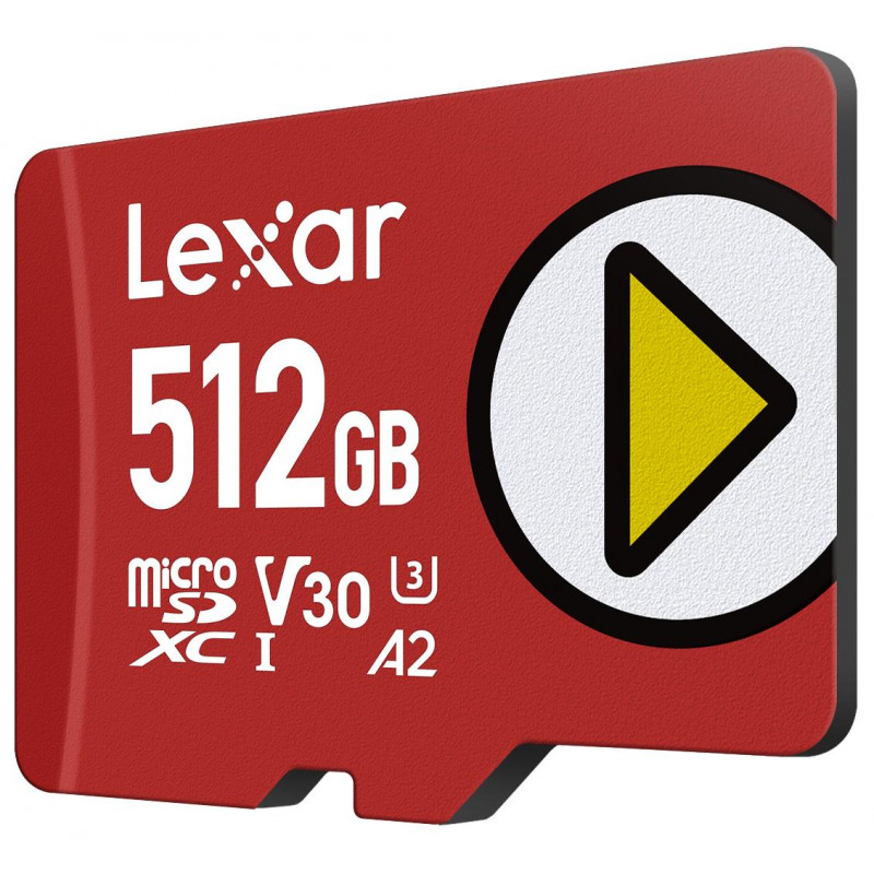 Lexar PLAY 512GB microSDXC UHS-I atminties kortelė, U3, V30, A2, iki 205 MB/s, su SD adapteriu