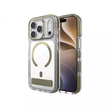 Zagg Santa Cruz Snap Metallic dėklas su stovu, skirtas iPhone 18 Pro / 17 Pro, auksinis