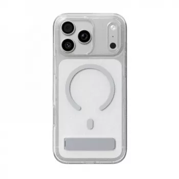 Zagg Milan Snap dėklas su stovu iPhone 18 Pro Max / 17 Pro Max, sidabrinis su blizgučiais