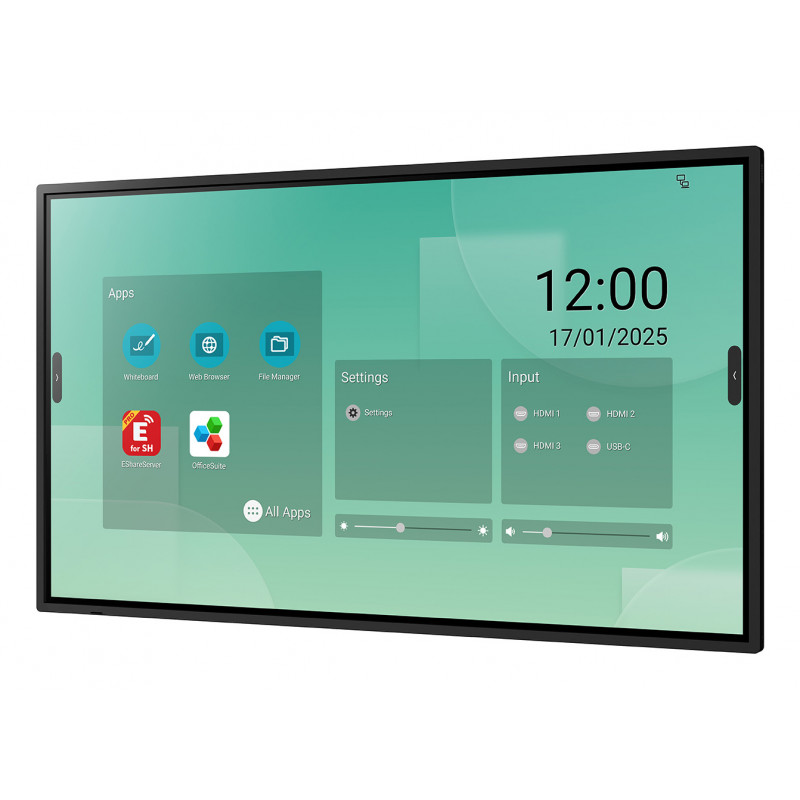 Sharp PN-LM431 43 inch UHD interaktyvus ekranas, LM serija, 500 cd/m², infraraudonųjų spindulių jutiklinis, 20 lietimo taškų, Android SoC, USB-C, HDMI išvestis